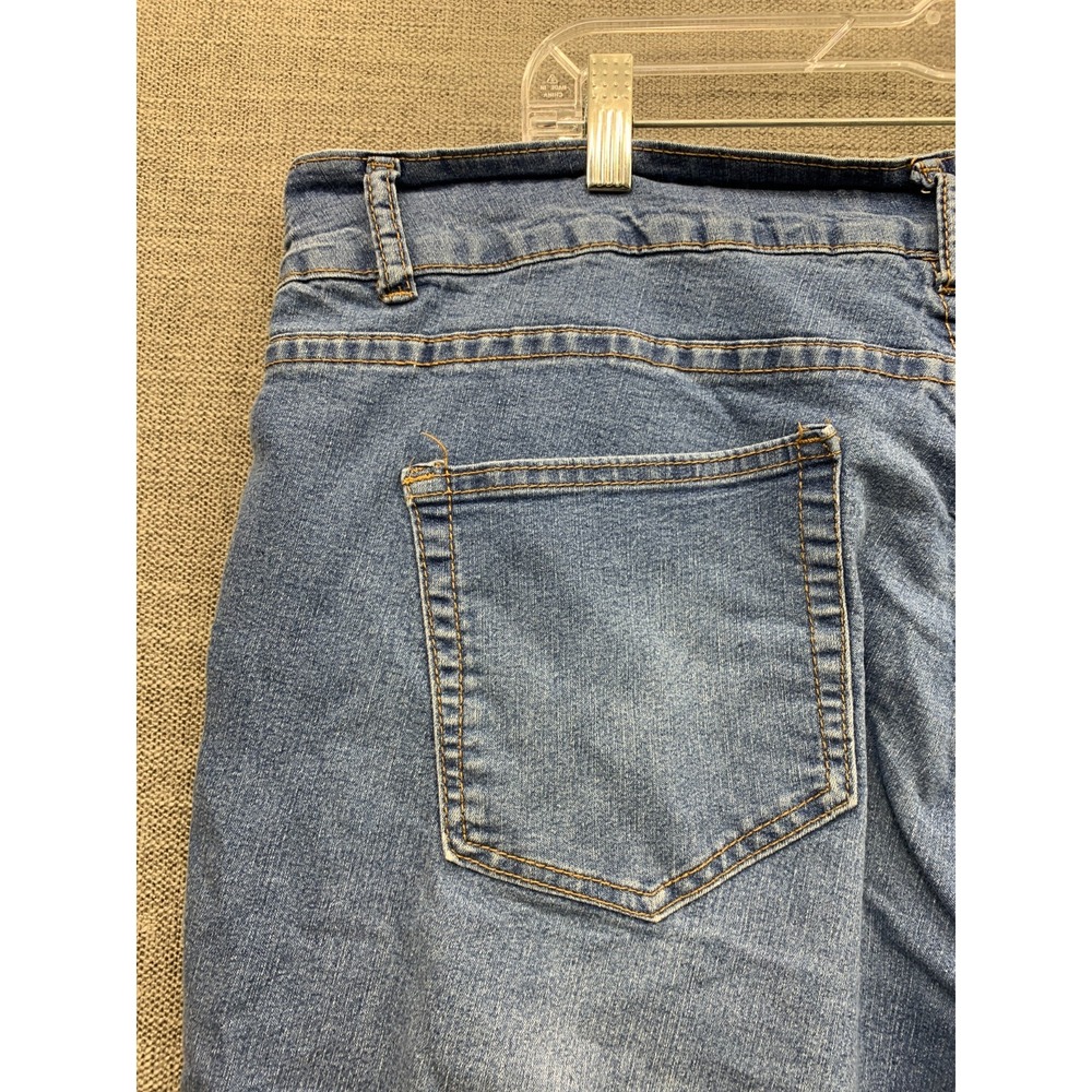 Simply Emma Capri Jeans Womens 20W Blue Denim Faded Cotton Stretch High Waisted - Picture 10 of 16